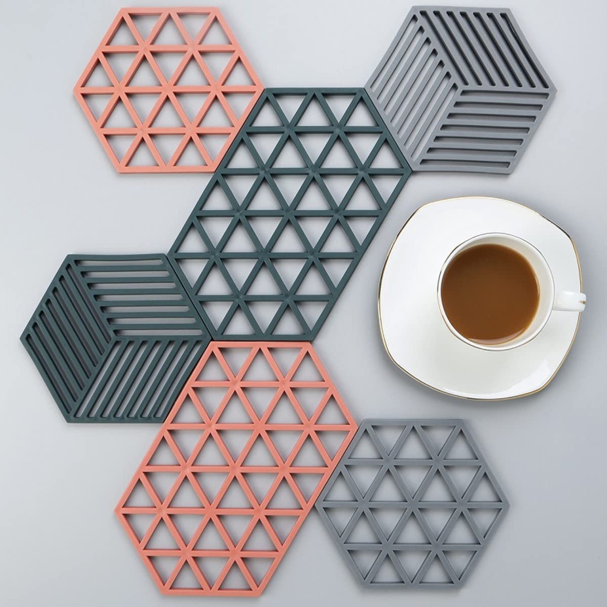 Pepplo Trivet Mats,4 Pack Silicone Table Mats Heat Resistant Hot Pans Non-Slip Pot Holders Placemat For Bowl Dishes Kitchen Cook